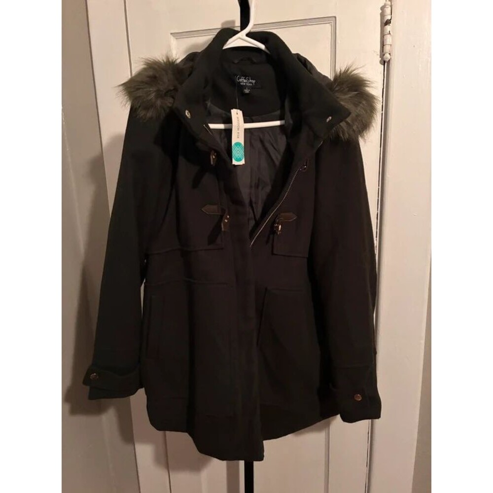 Coffee Shop New York Dark Olive Winter Parka Coat Large